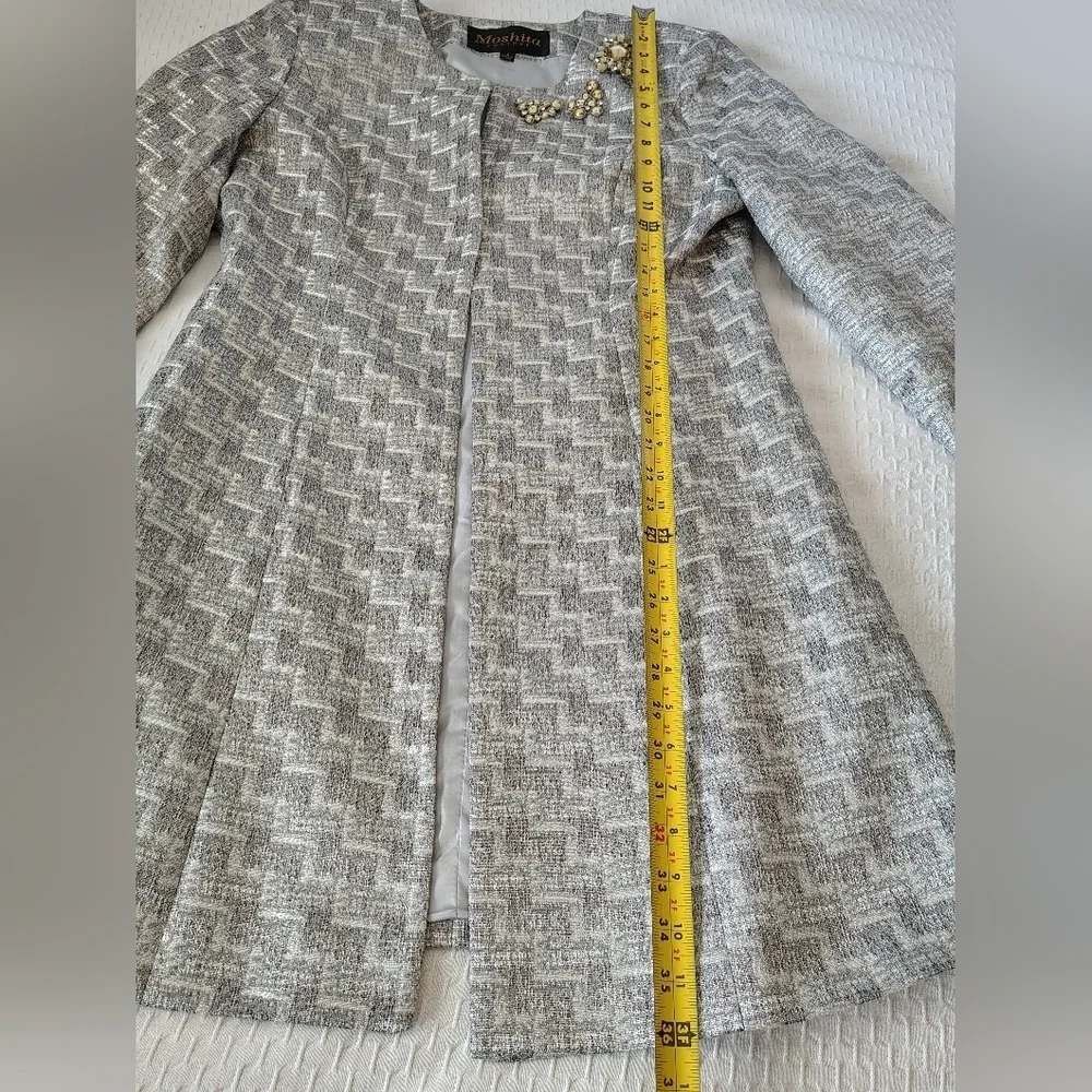 Moshita Couture Elegant Gray Women's Skirt Set Size 8
